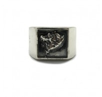 R001884 Handmade Sterling Silver Men's Ring Hallmarked Solid 925 Wolf Nickel Free
